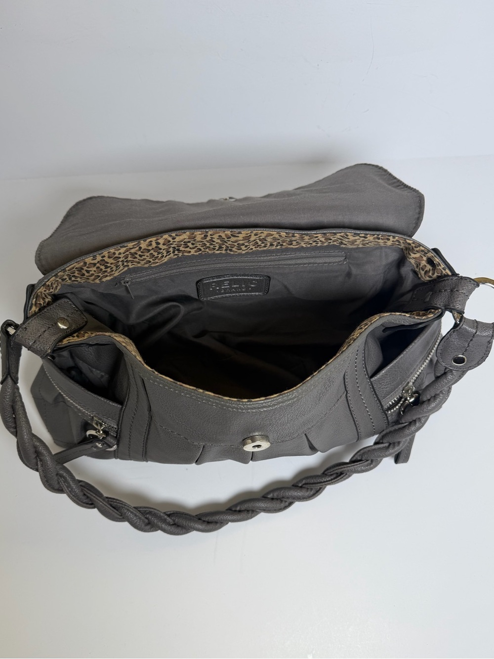 Relic by Fossil Gray Ruched Hobo Bag with Braided Strap - Picture 7 of 7